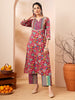 Janasya Pink Straight Cotton Kurta & Bottom - Dista