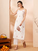 Janasya White Straight Cotton Kurta & Bottom - Dista