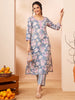 Janasya Grey Straight Cotton Kurta & Bottom - Dista