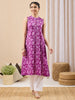 Janasya Purple A-Line Cotton Kurta - Dista