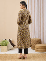 Thumbnail for Janasya Brown Straight Cotton Kurta - Dista