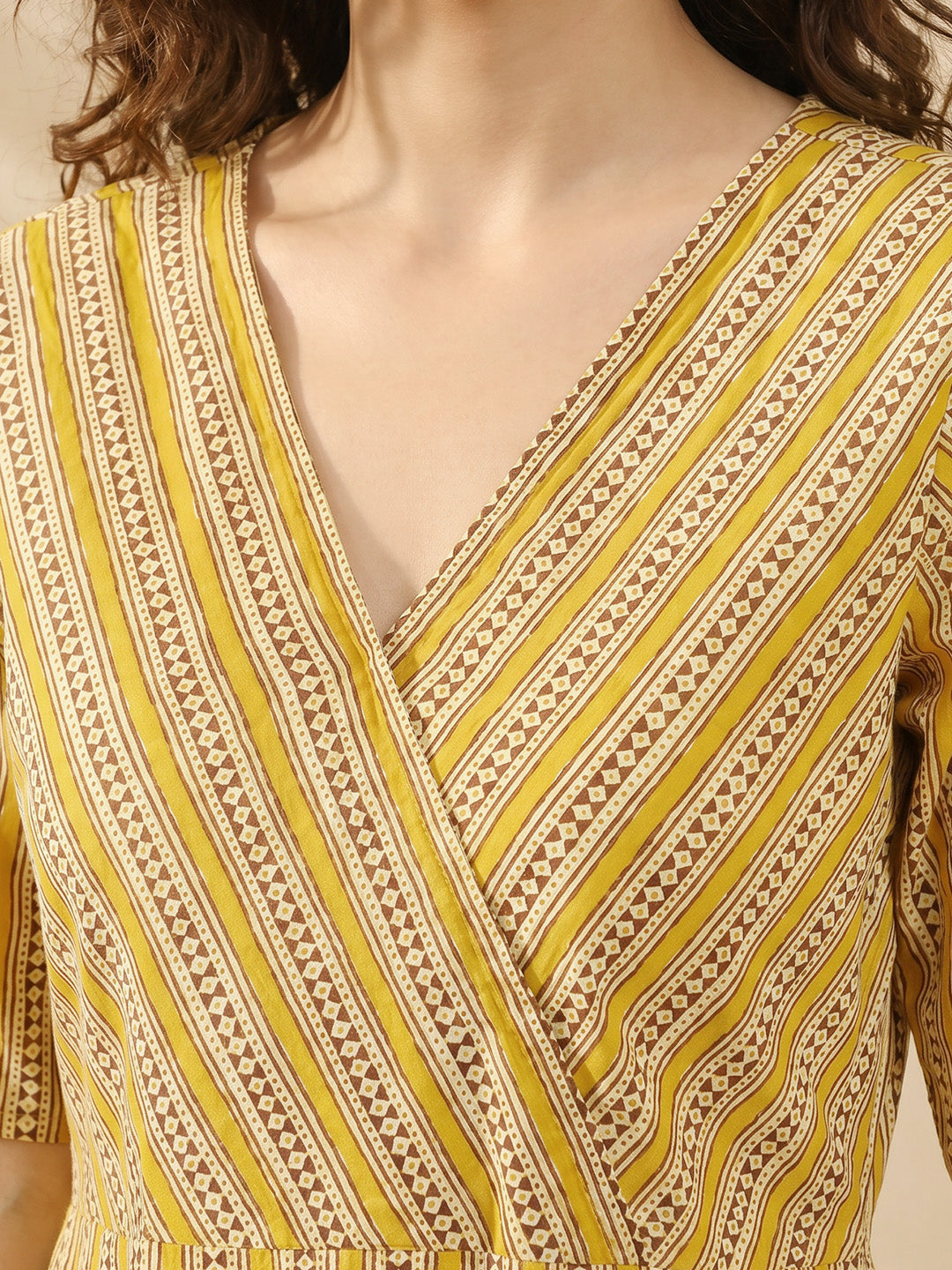 Janasya Mustard Straight Cotton Kurta - Dista