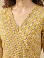 Thumbnail for Janasya Mustard Straight Cotton Kurta - Dista