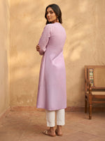 Thumbnail for Janasya Lavender A-Line Cotton Kurta - Dista