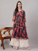Janasya Black Gathered Chiffon Kurta - Dista