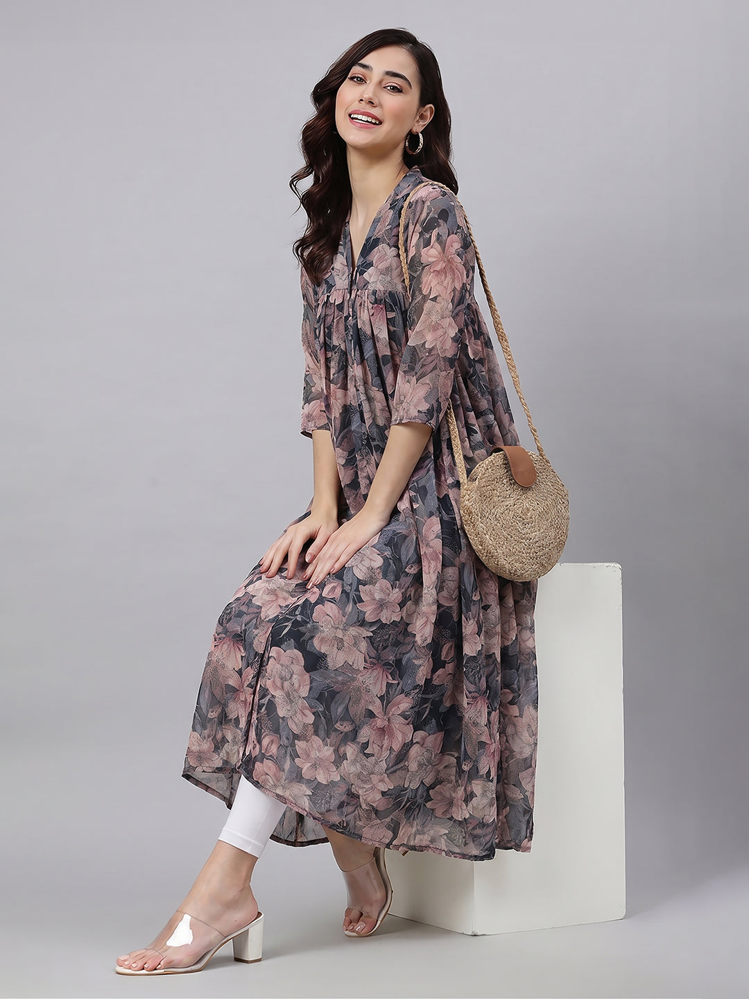 Janasya Multi A-Line Georgette Kurta - Dista