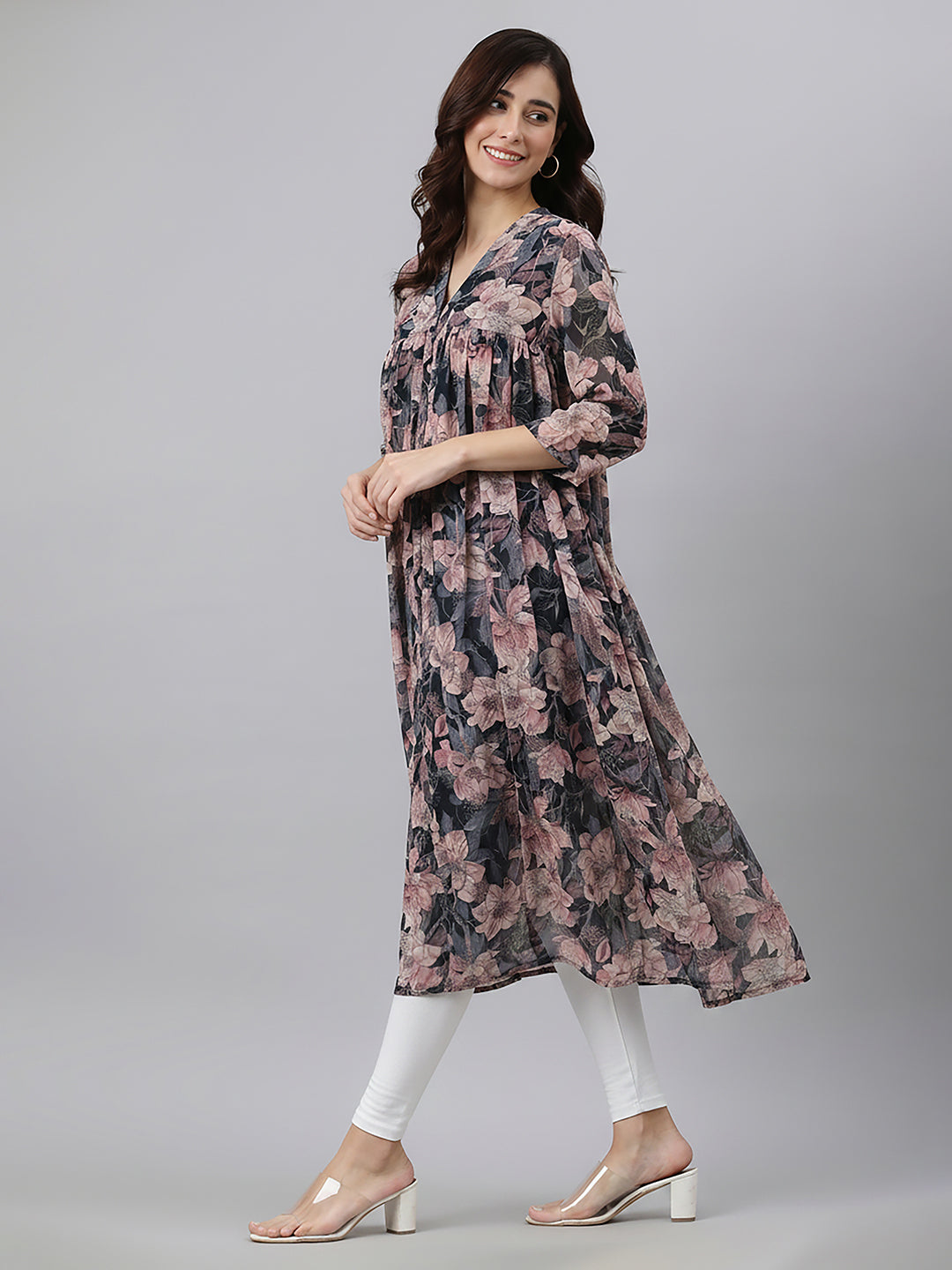 Janasya Multi A-Line Georgette Kurta - Dista