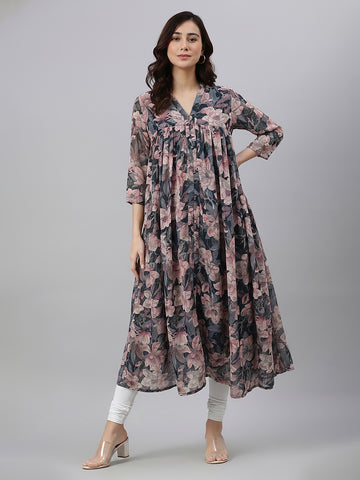 Janasya Multi A-Line Georgette Kurta - Dista