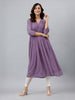 Janasya Lavender Flared Dobby Chiffon Kurta - Dista