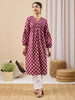 Janasya Purple Straight Cotton Kurta - Dista