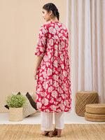 Thumbnail for Janasya Pink A-Line Cotton Kurta - Dista