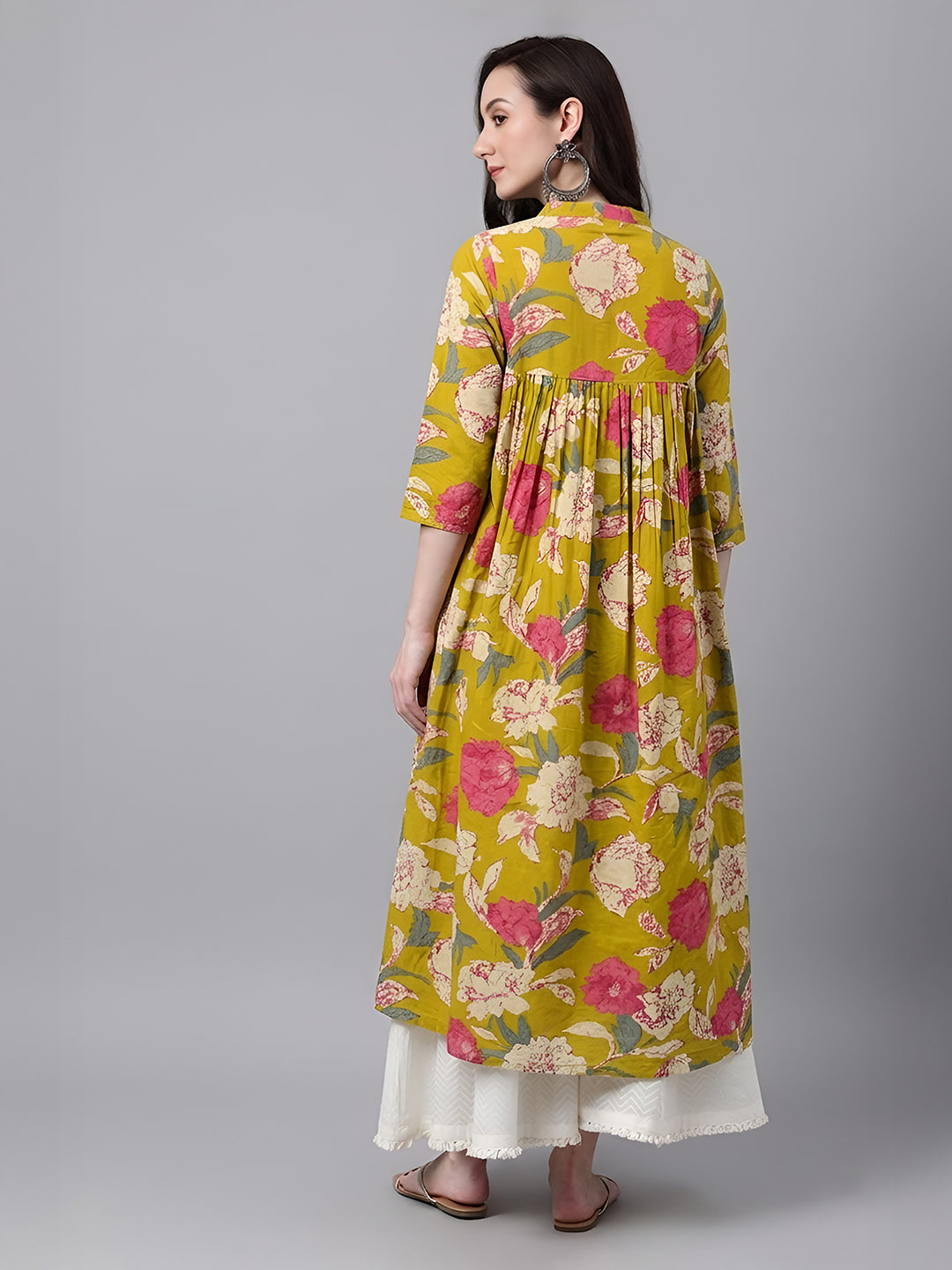 Janasya Mustard A-Line Cotton Kurta - Dista
