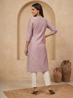Thumbnail for Janasya Lavender Straight Silk Blend Kurta - Dista