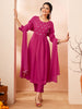 Janasya Pink A-Line Rayon Kurta,Bottom & Dupatta - Dista
