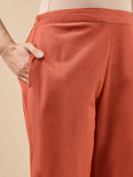 Thumbnail for Janasya Rust Straight Cotton Kurta,Bottom & Dupatta - Dista