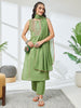Janasya Mint Straight Cotton Kurta,Bottom & Dupatta - Dista