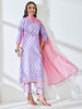 Janasya Lavender Straight Cotton Kurta,Bottom & Dupatta - Dista