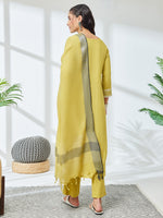 Thumbnail for Janasya Olive Straight Rayon Kurta,Bottom & Dupatta - Dista