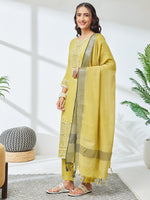 Thumbnail for Janasya Olive Straight Rayon Kurta,Bottom & Dupatta - Dista