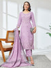 Janasya Lavender Straight Rayon Kurta,Bottom & Dupatta - Dista