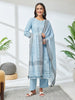 Janasya Sky Blue Straight Rayon Kurta,Bottom & Dupatta - Dista