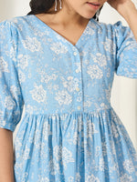 Thumbnail for Janasya Powder Blue Peplum Cotton Top - Dista