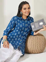Thumbnail for Janasya Indigo Shirt Cotton Top - Dista