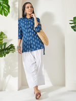 Thumbnail for Janasya Indigo Shirt Cotton Top - Dista