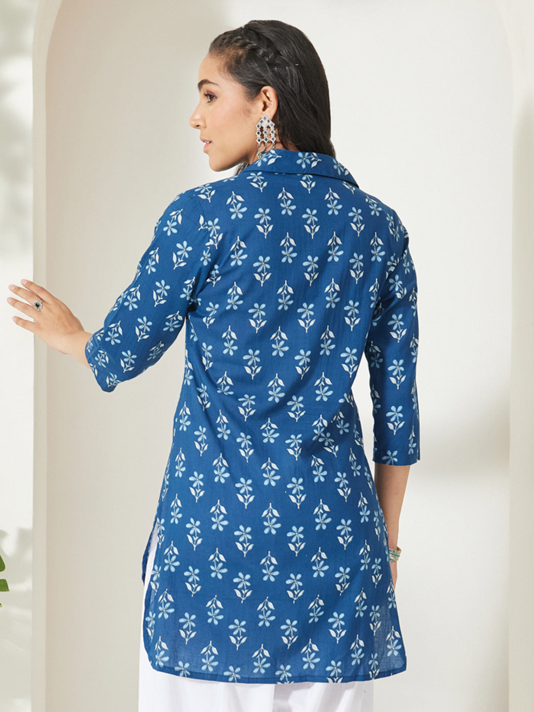 Janasya Indigo Shirt Cotton Top - Dista