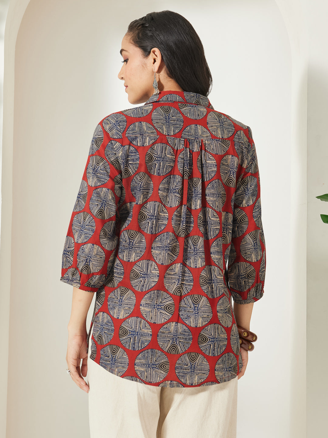 Janasya Rust Straight Cotton Top - Dista