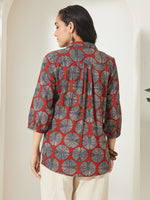 Thumbnail for Janasya Rust Straight Cotton Top - Dista