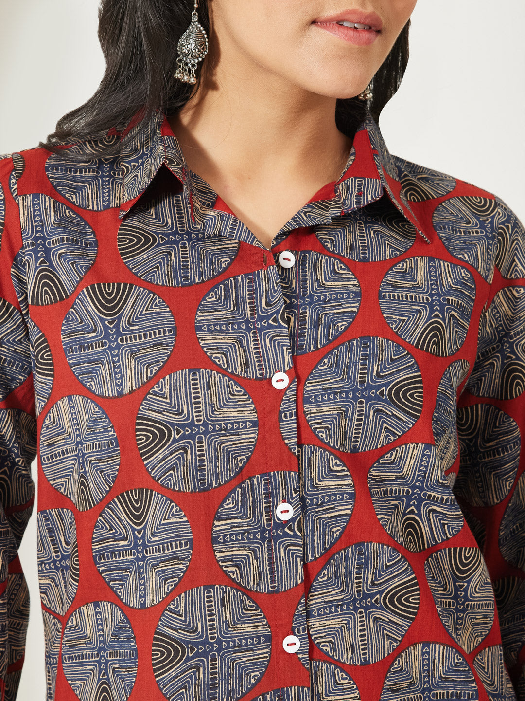 Janasya Rust Straight Cotton Top - Dista