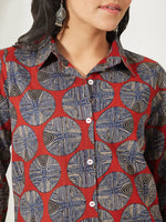 Thumbnail for Janasya Rust Straight Cotton Top - Dista