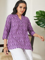 Thumbnail for Janasya Purple A-Line Cotton Top - Dista