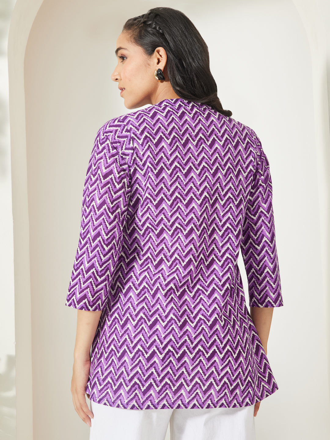 Janasya Purple A-Line Cotton Top - Dista