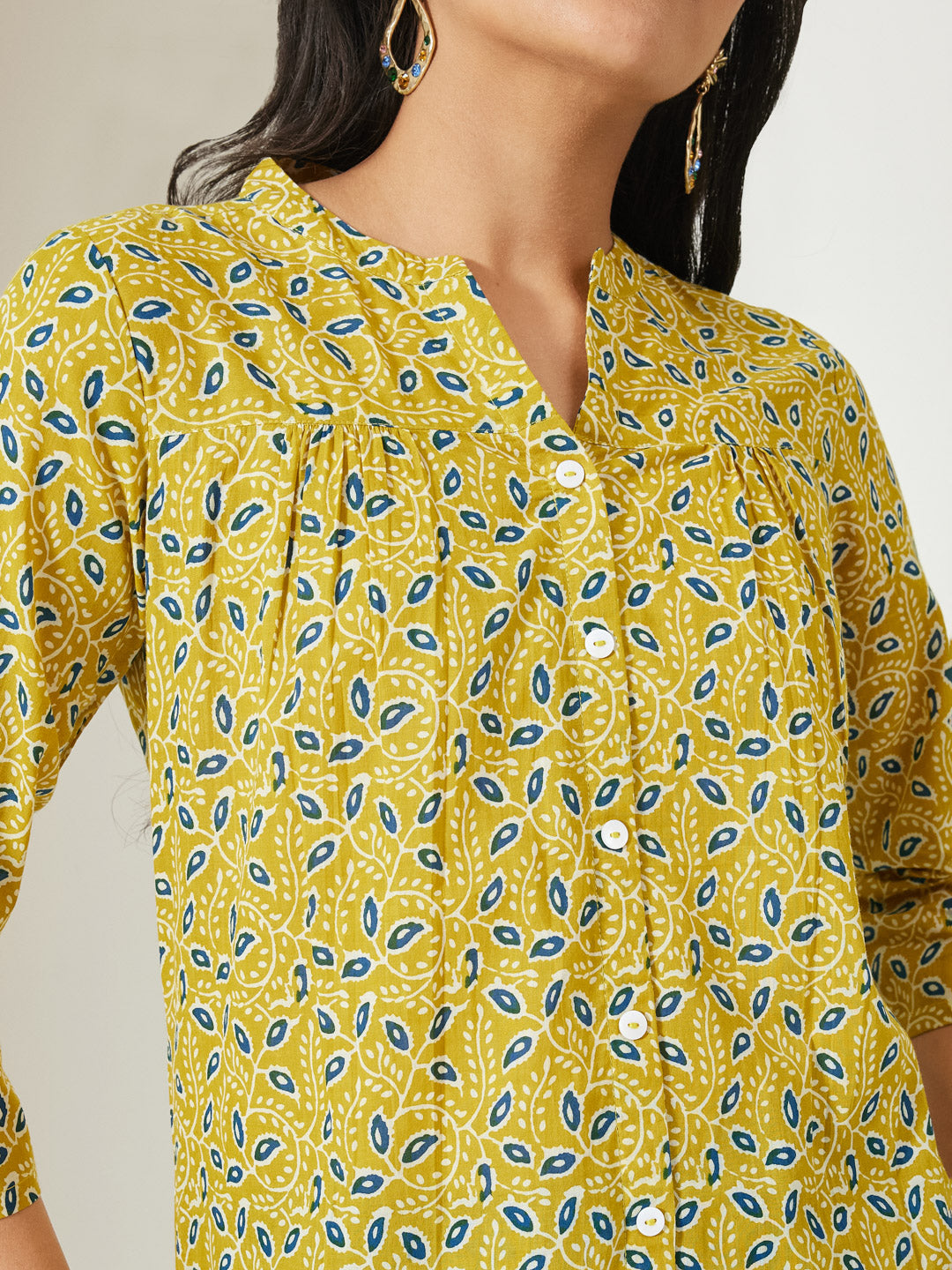 Janasya Lime Green Straight Cotton Top - Dista
