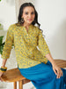Janasya Lime Green Straight Cotton Top - Dista