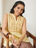 Thumbnail for Janasya Yellow A-Line Cotton Top - Dista