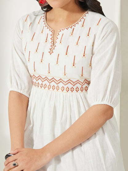 Janasya Off White Peplum Cotton Top - Dista