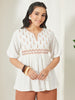 Janasya Off White Peplum Cotton Top - Dista