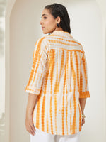 Thumbnail for Janasya Orange Shirt Cotton Top - Dista