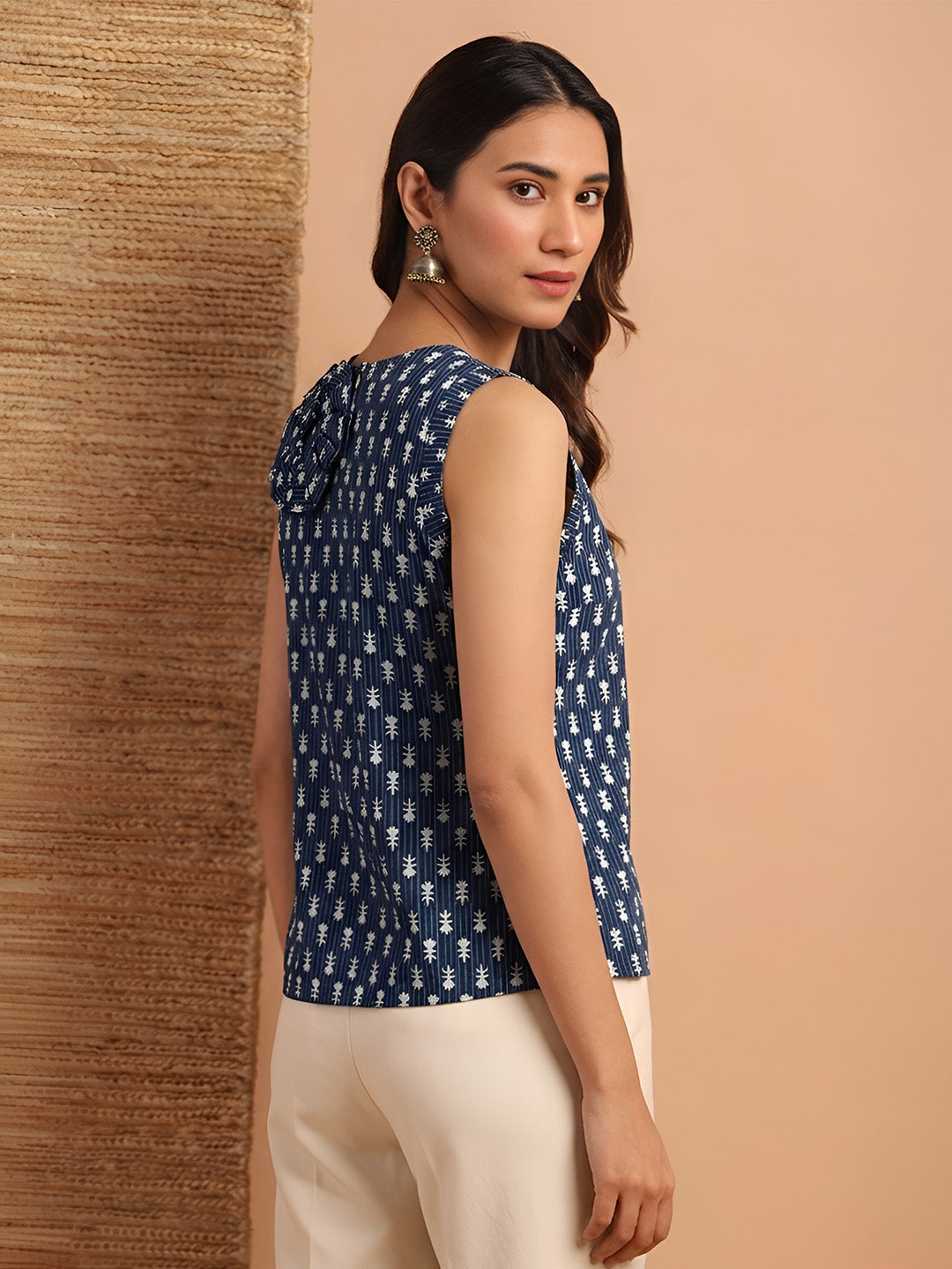 Janasya Indigo Straight Cotton Top - Dista