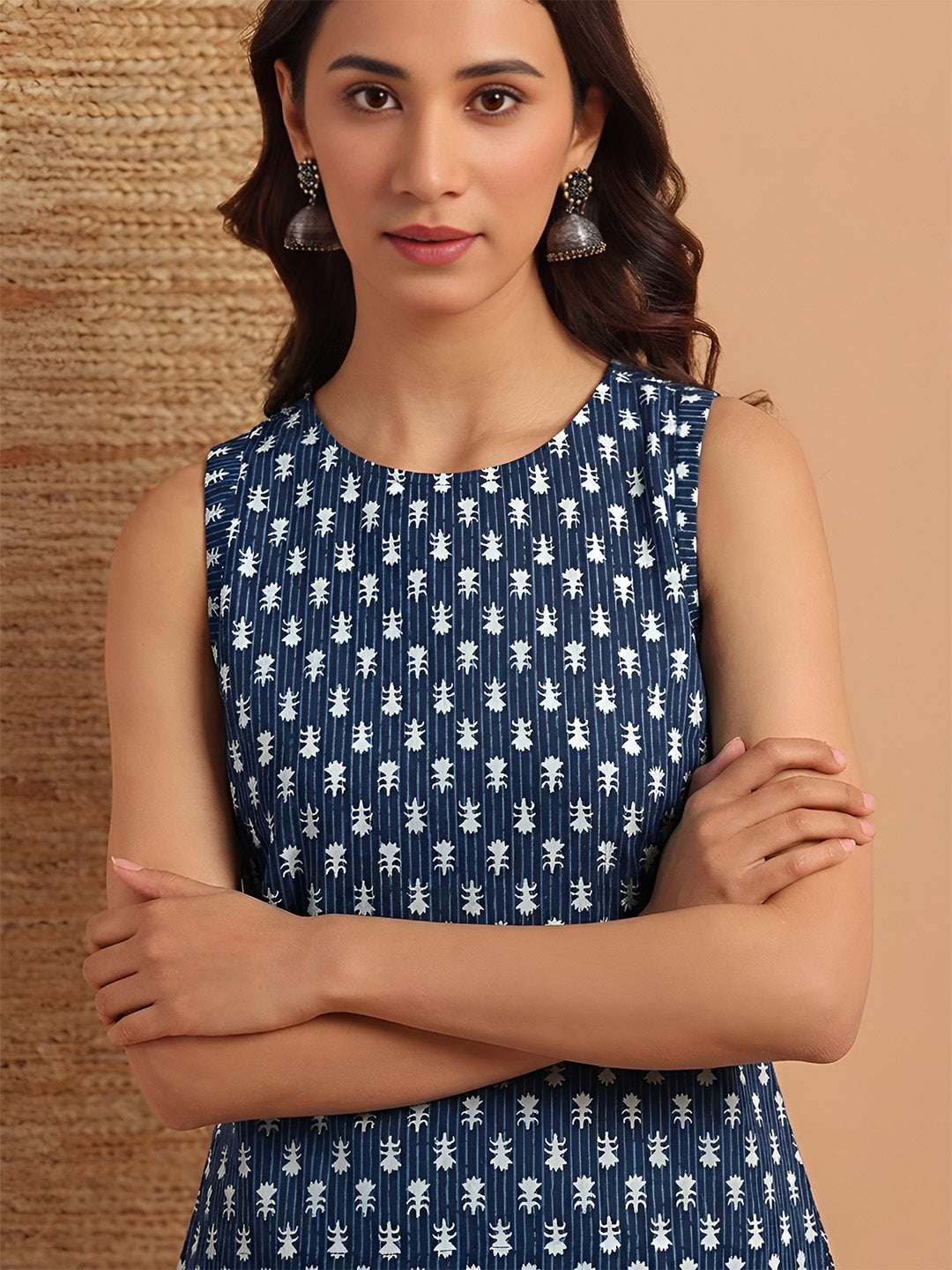 Janasya Indigo Straight Cotton Top - Dista