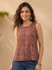 Janasya Red A-Line Cotton Top - Dista