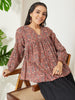 Janasya Red Peplum Cotton Top - Dista