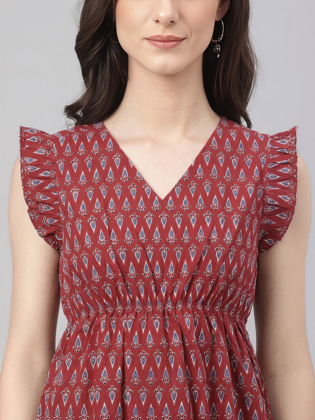 Janasya Maroon Peplum Cotton Top - Dista