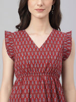 Thumbnail for Janasya Maroon Peplum Cotton Top - Dista