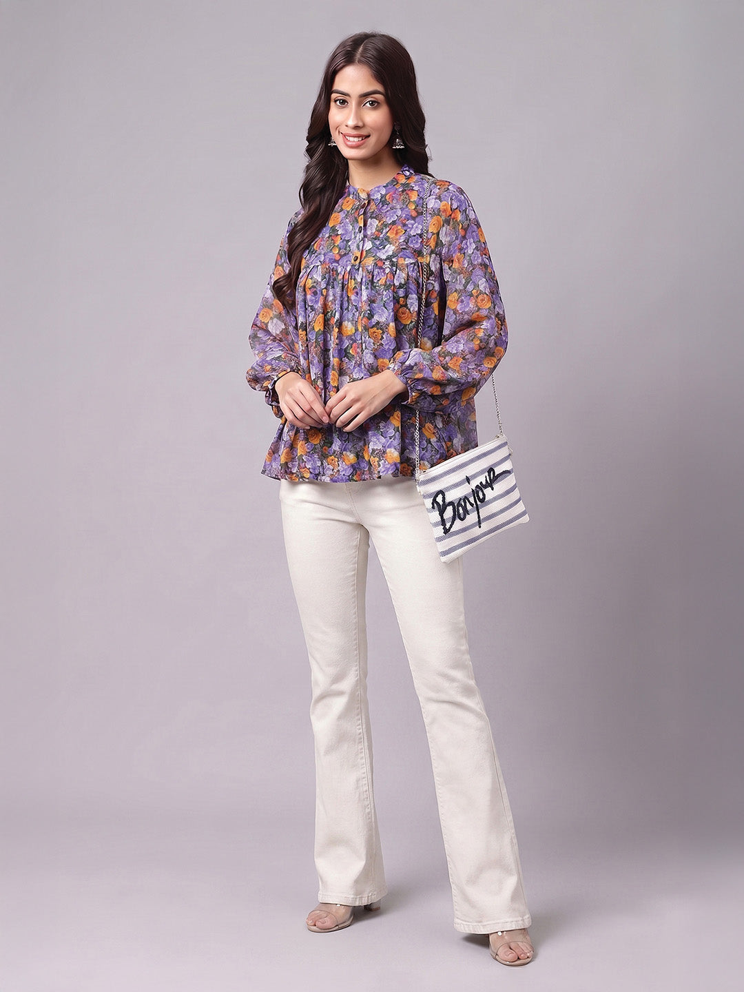 Janasya Multi Gathered Georgette Top - Dista
