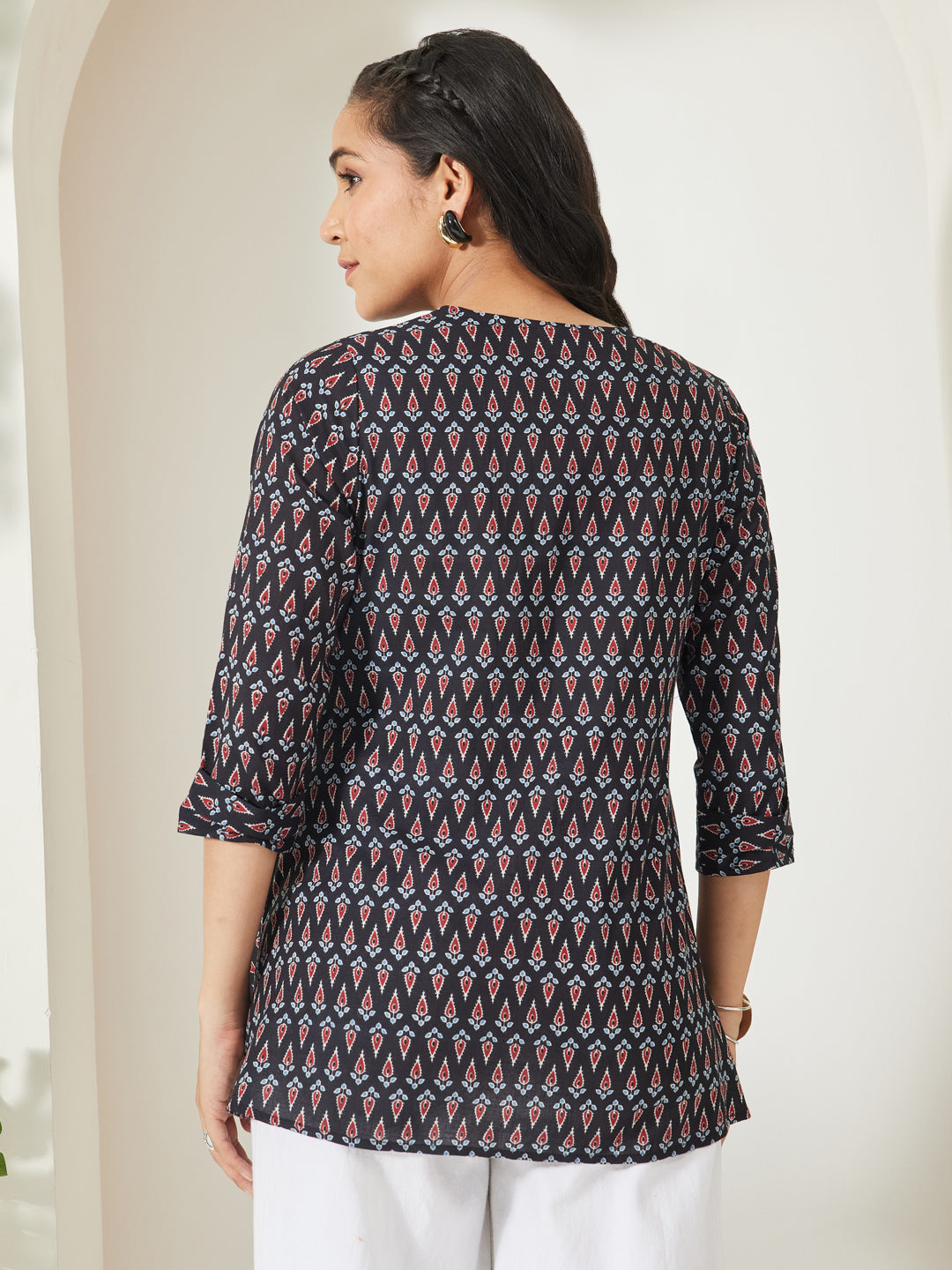 Janasya Black A-Line Cotton Top - Dista