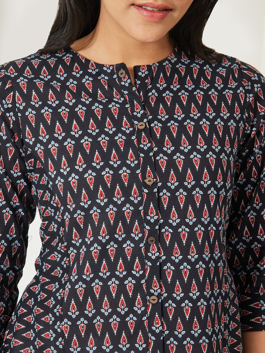 Janasya Black A-Line Cotton Top - Dista